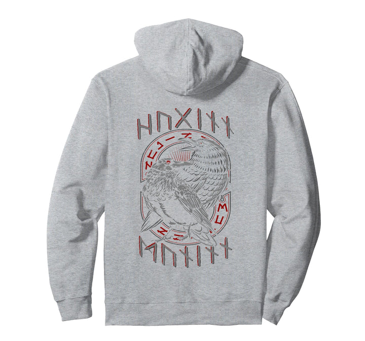 Odins Raben Huginn & Muninn Wikinger Kleidung Rückendruck Pullover Hoodie