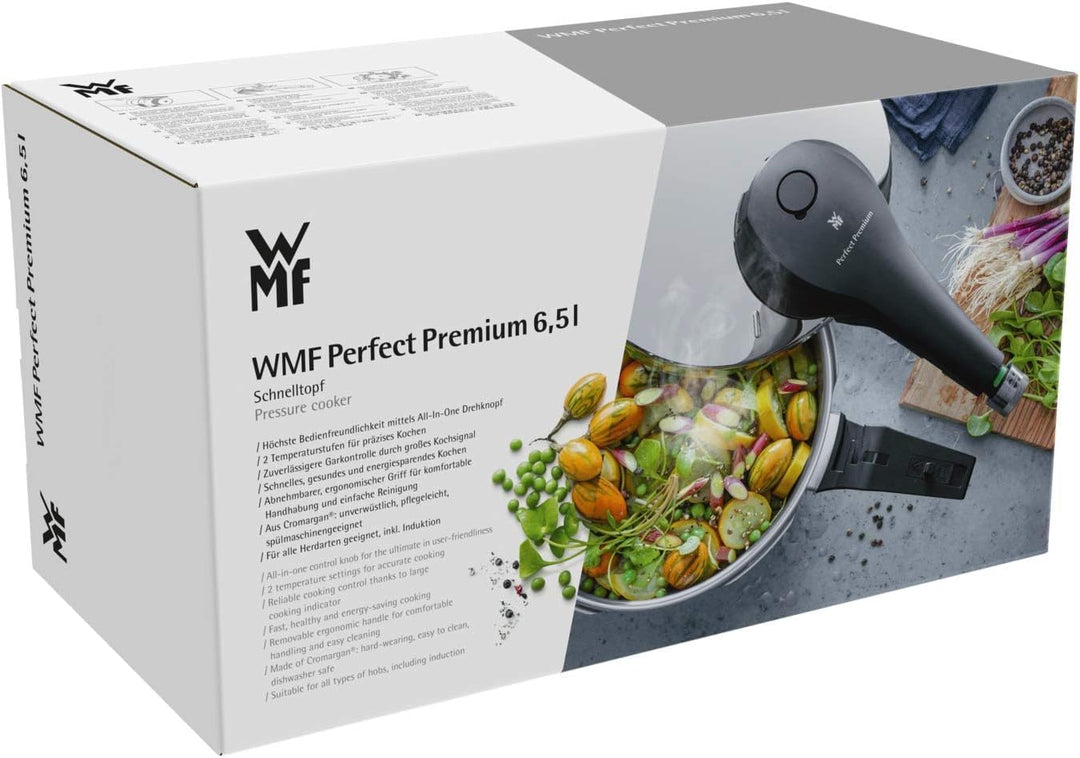 WMF Perfect Premium One Pot Schnellkochtopf Induktion 6,5l, Dampfkochtopf 22 cm, Cromargan Edelstahl