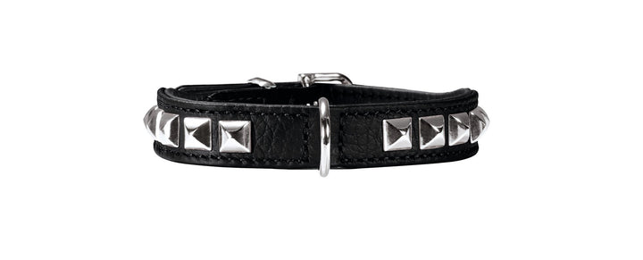 HUNTER ROCKY PETIT Hundehalsband für kleine Hunde, Leder, Nappaleder, weich, rockig, Nieten-Besatz,
