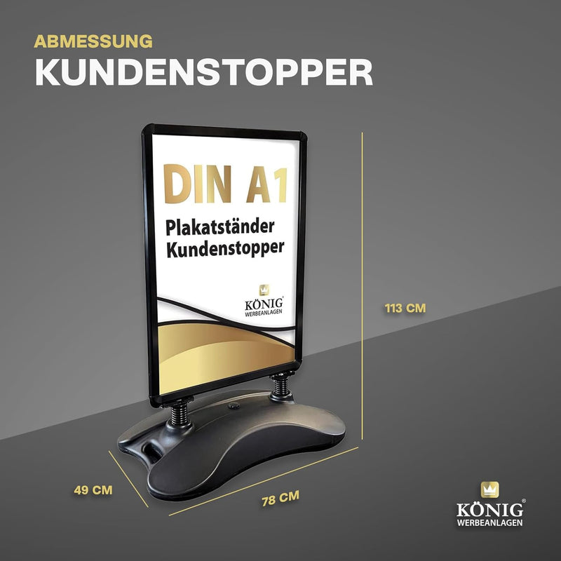 Kundenstopper Keitum Wind Line DIN A1 schwarz | beidseitig für 2 Plakate | stabiler Fuss für sichere