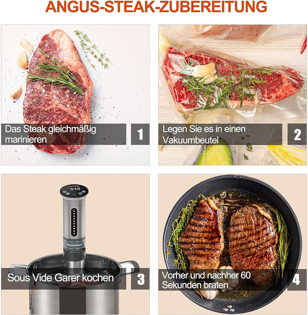 KitchenBoss Sous Vide Garer Stick Präzisionskocher•1100W •360° Zirkulation•40℃-90℃ Temperaturbereich