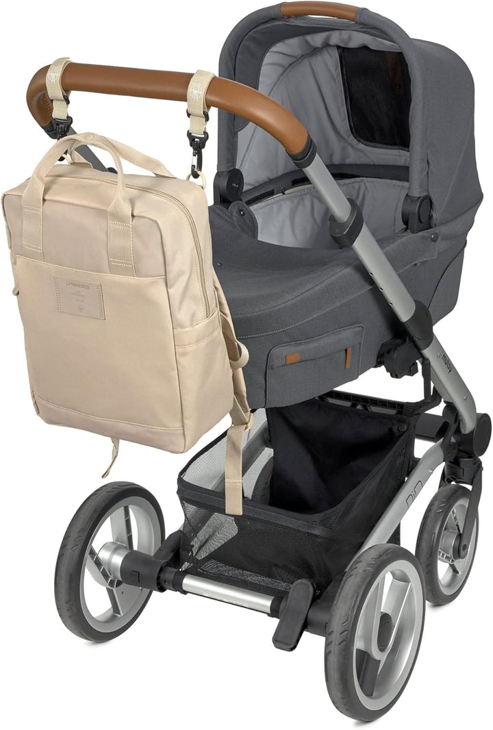 LÄSSIG Baby Wickelrucksack Wickeltasche Rucksack mit Wickelunterlage, Kinderwagenbefestigung, Flasch