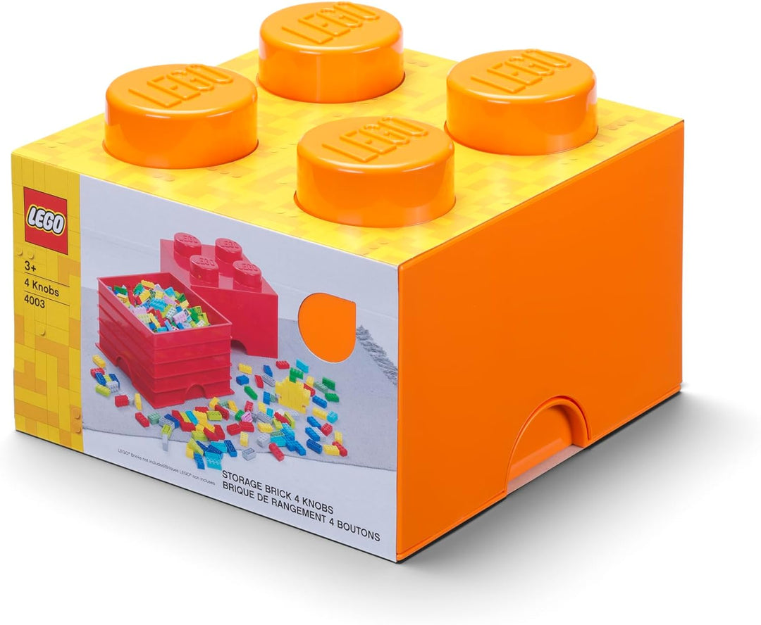 Room Copenhagen RC40031760 Lego Storage Brick 4er, orange, 18 x 25 x cm Bright Orange, Bright Orange