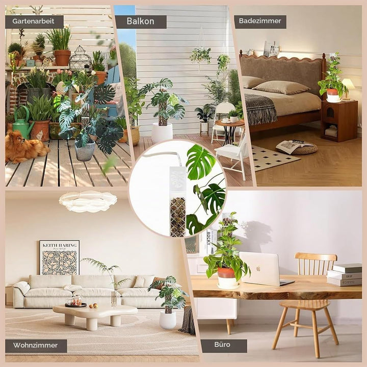 Rankhilfe mit Moosstab für Monstera - Pflanzenstab aus Kunststoff mit Giesshilfe Weiss/1/1, Wei&amp;