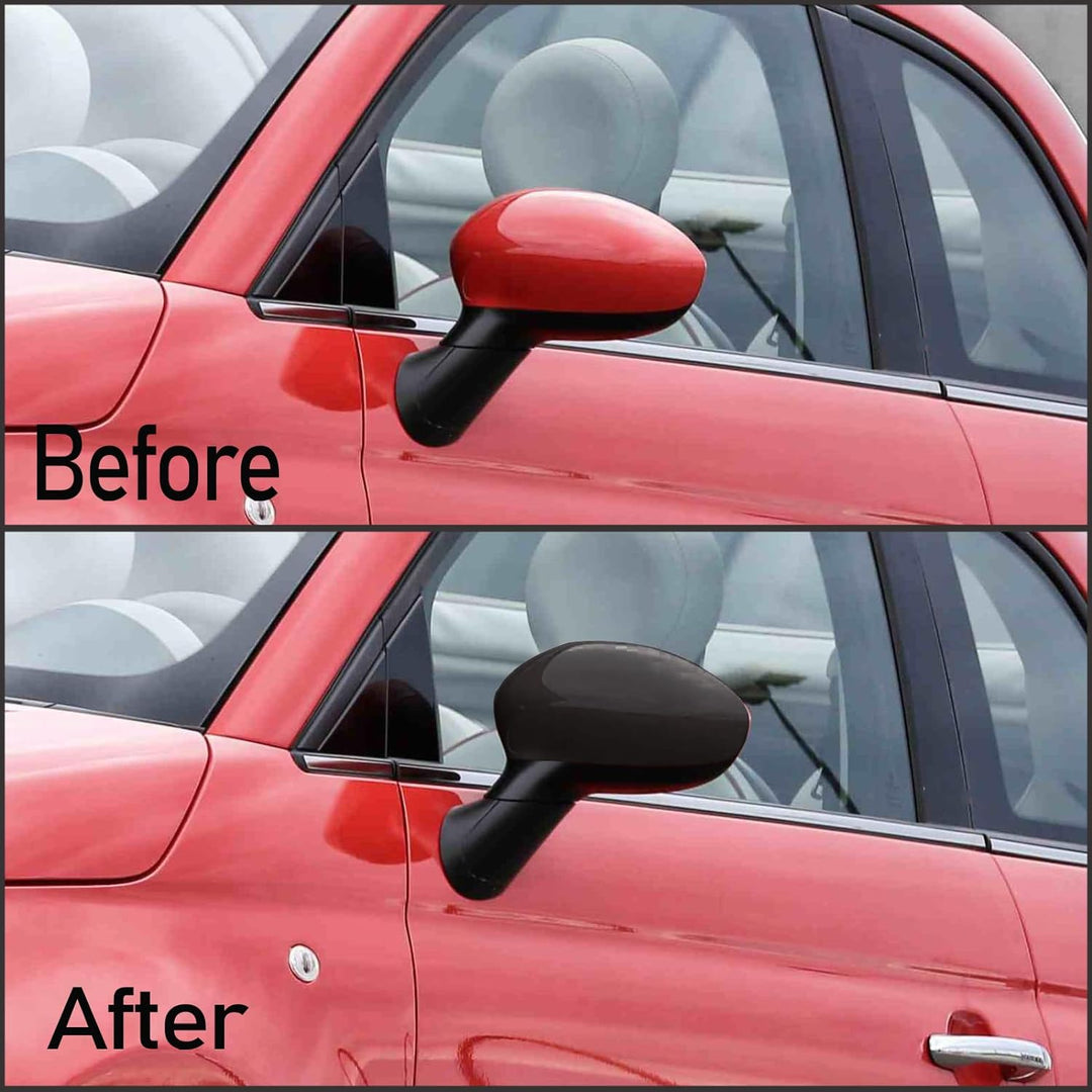 KYYET Seitenspiegel-Abdeckkappe, kompatibel mit Fiat 500 2007–2020 (glänzendes Schwarz) schwarz glän