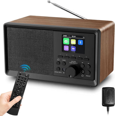Sentasi DAB Radio/DAB+ mit Bluetooth 5.0 FM-Digitalradio Nostalgieradios Tragbarer Holz Retro Radio
