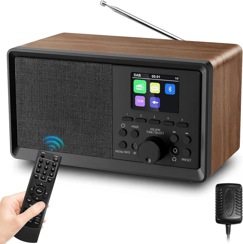 Sentasi DAB Radio/DAB+ mit Bluetooth 5.0 FM-Digitalradio Nostalgieradios Tragbarer Holz Retro Radio