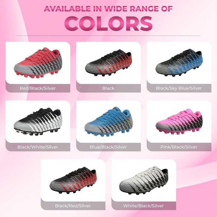 Vizari Bolt Fg pink Grösse 4 Fussballschuh, Rosa/Schwarz/Silber, 35 EU