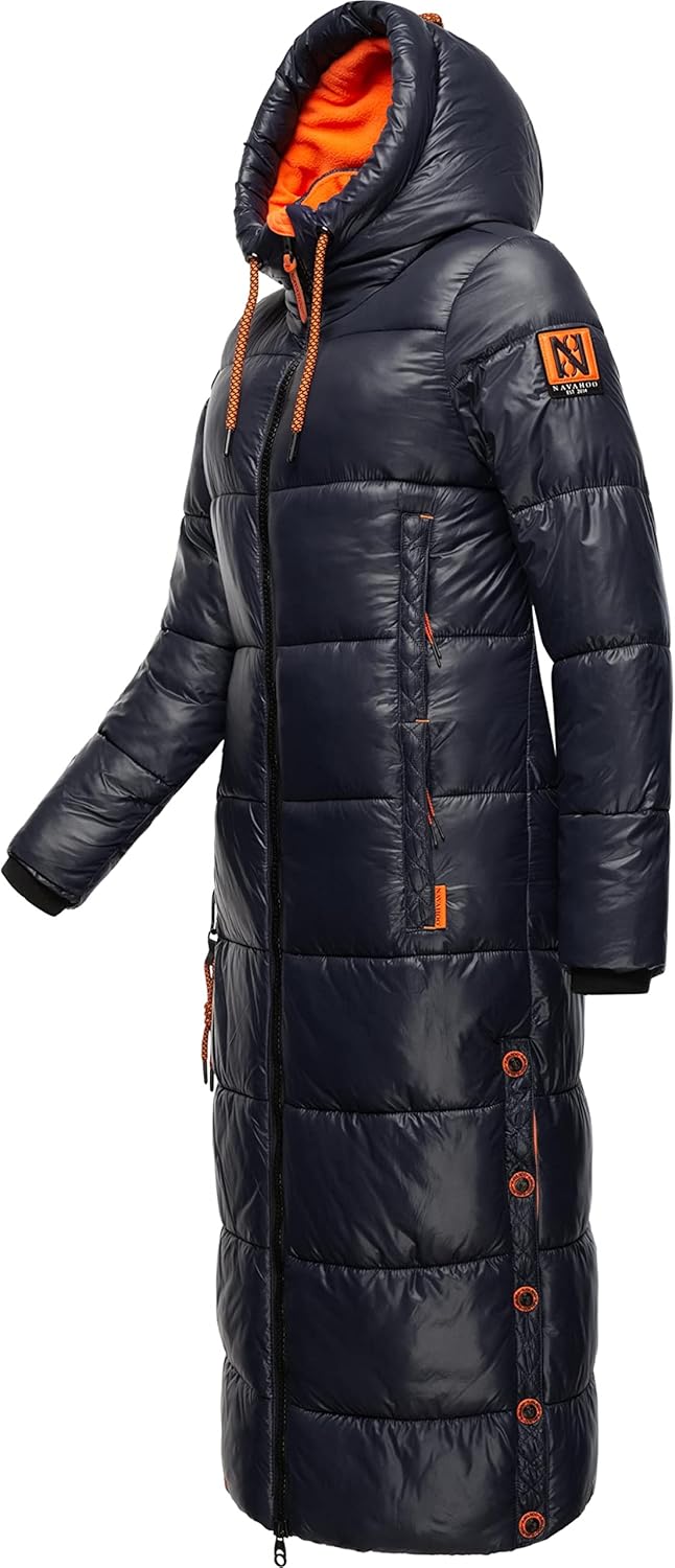 Navahoo Damen Warmer Winter Steppmantel mit Kapuze Schmuseengel XS-XXL L Navy, L Navy