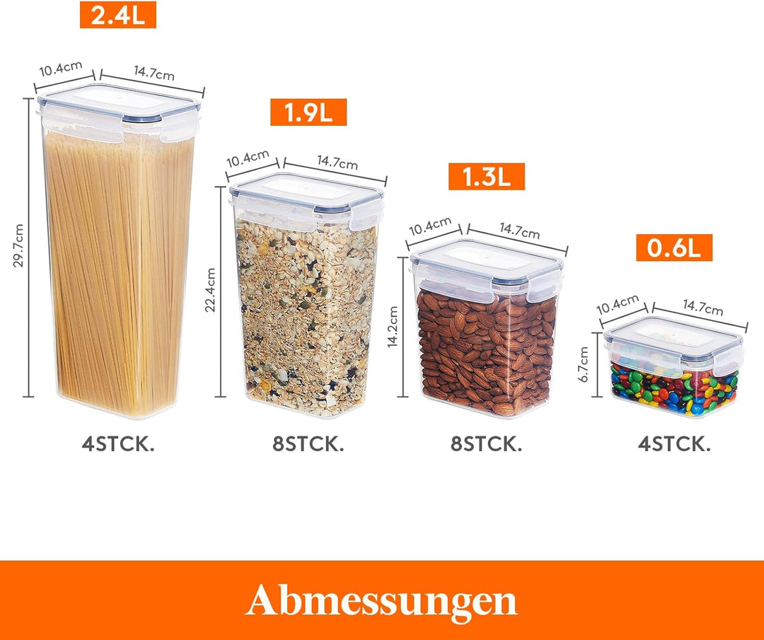 Lifewit Vorratsdosen 24 Set, luftdichte Vorratsbehälter mit Universaldeckel, Aufbewahrungsbox Küche