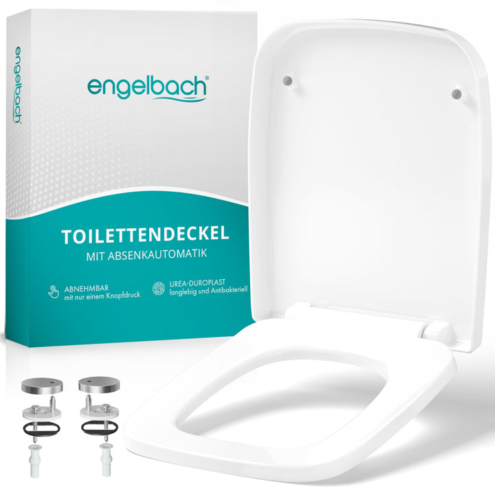 Engelbach® Toilettendeckel mit Absenkautomatik (Einfache Montage) Antibakteriell dank Urea-Duroplast