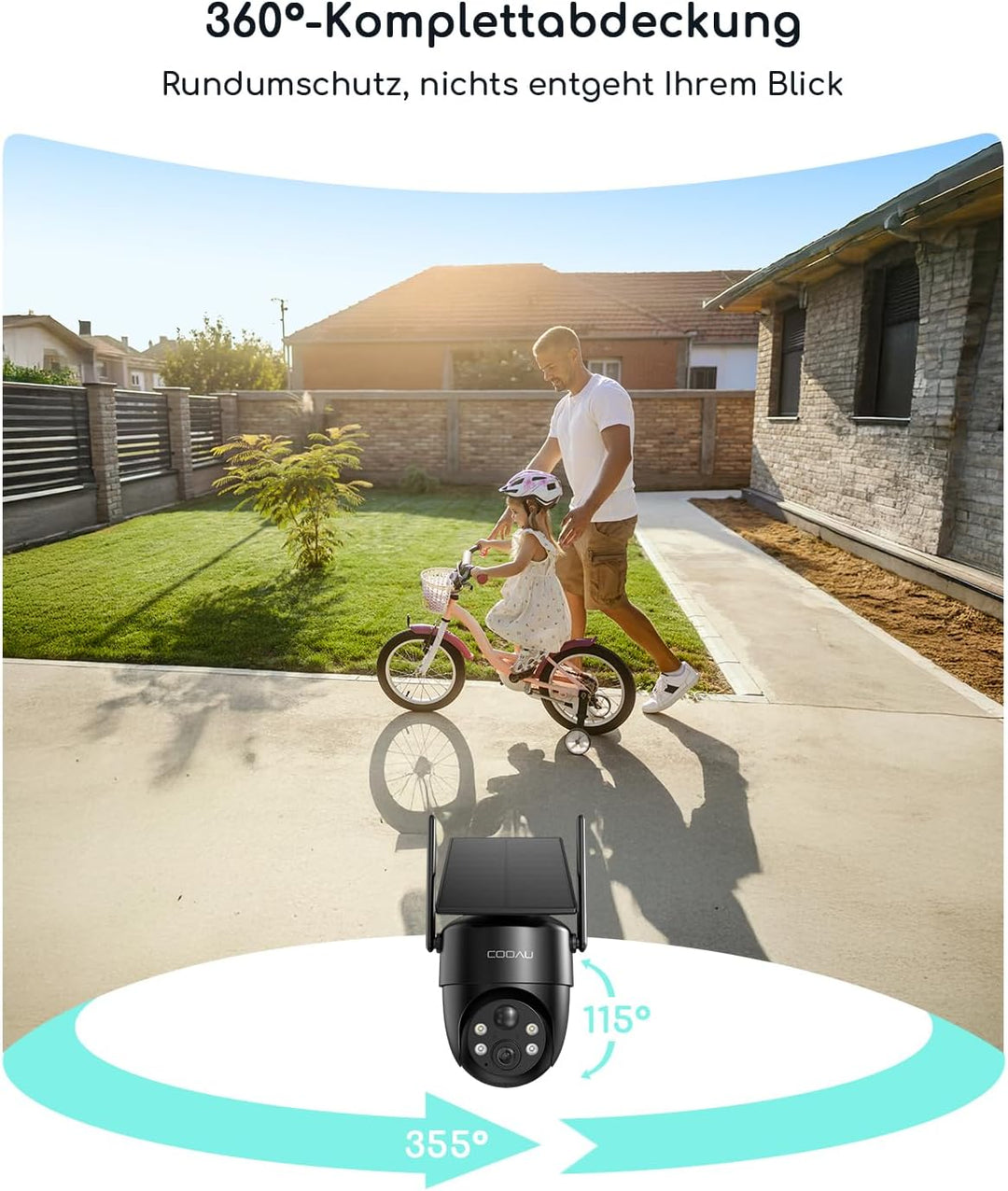 COOAU Überwachungskamera Aussen Akku Solar-2K Outdoor WLAN Kamera Überwachung Aussen mit Kabellose I