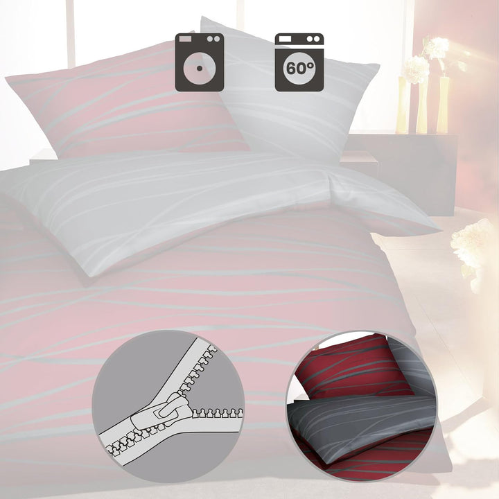 Kaeppel Wendebettwäsche Mako-Satin rubinrot Grösse 155x220 cm (80x80 cm) 155 x 220 cm Rubinrot, 155