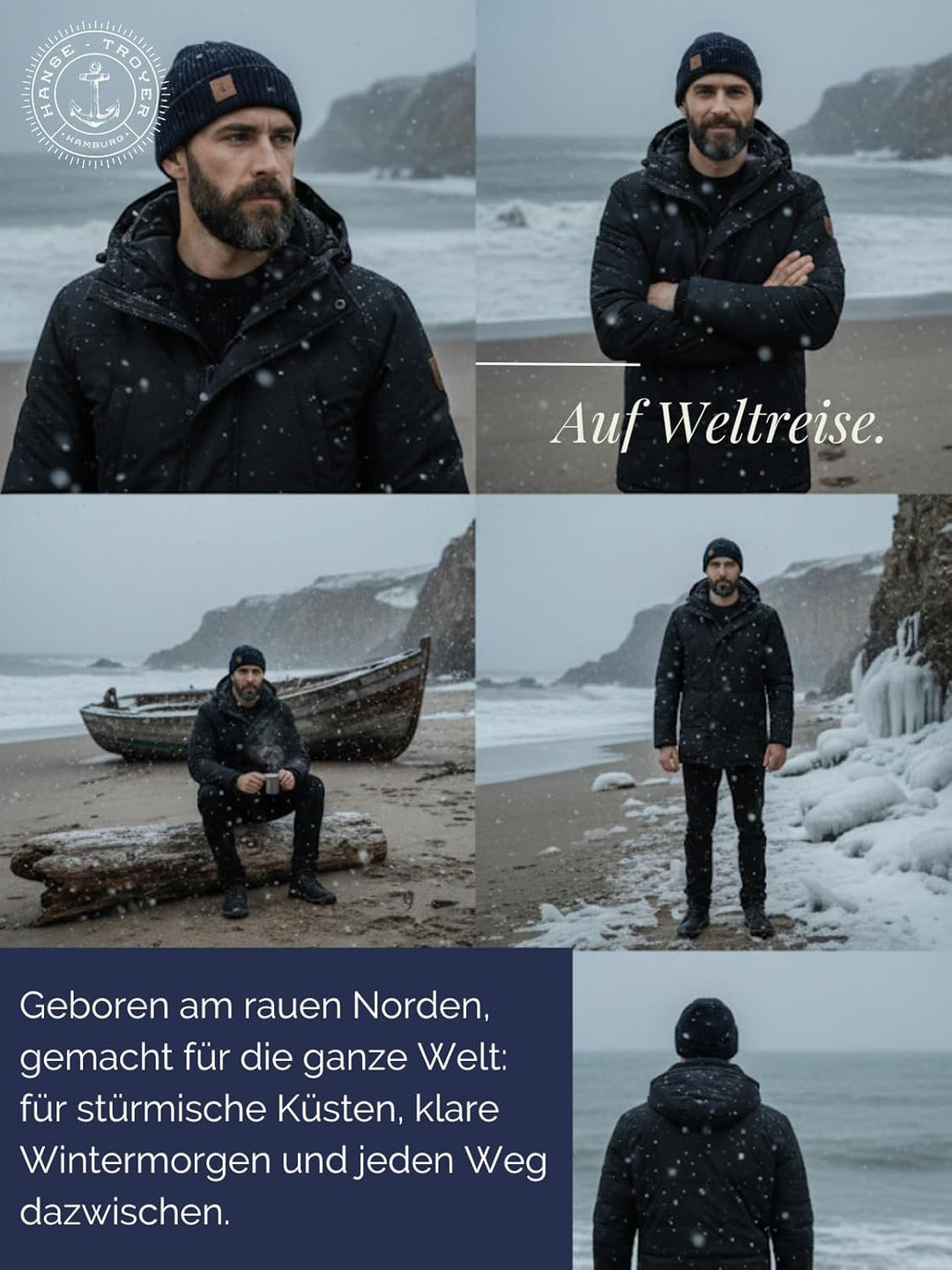Merino Beanie mit Rippstruktur Strickmütze aus 100% Merinowolle | Warm & atmungsaktiv | Unisex Winte
