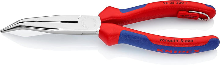 Knipex Flachrundzange mit Schneide (Storchschnabelzange) verchromt, mit Mehrkomponenten-Hüllen, mit