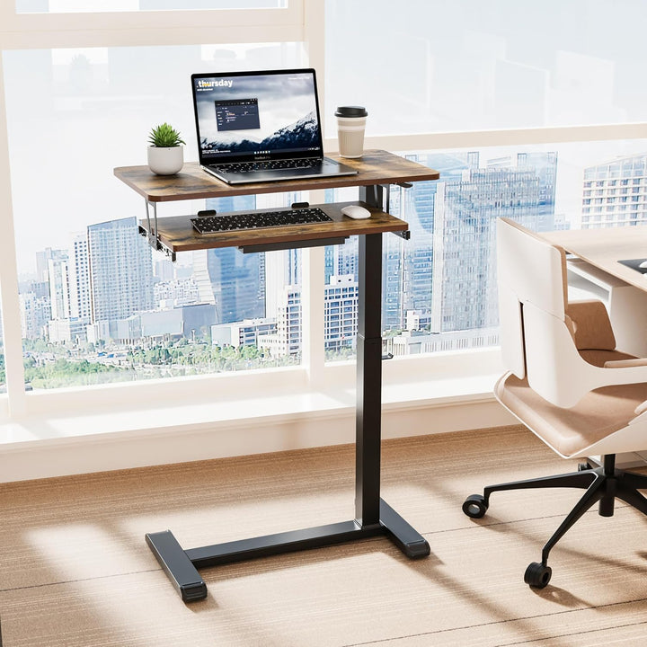 Fydeamer 68 × 50cm Beistelltisch mit Tastaturablage, Sofa-Seite mit Rollen Höhenverstellba Computert