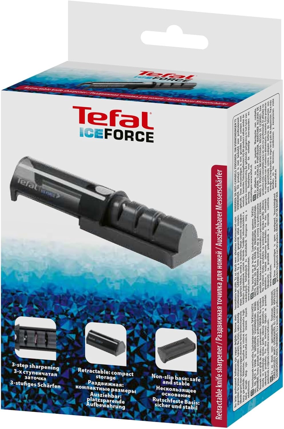 Tefal K26505 Ice Force Messerschärfer, 3-Schritte-Schleifprozess, nachschärfen + ausbessern, gut für