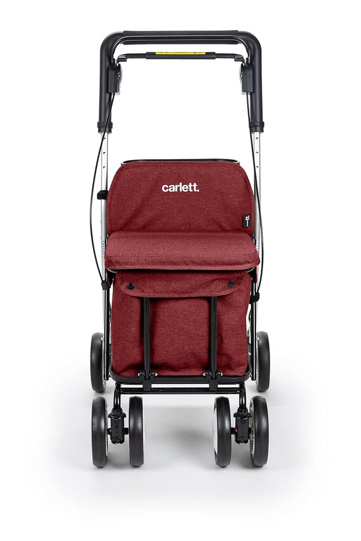 Carlett - Einkaufstrolley Rollator mit 4 Rädern und Sitz, Zusammenklappbarer Einkaufswagen mit herau