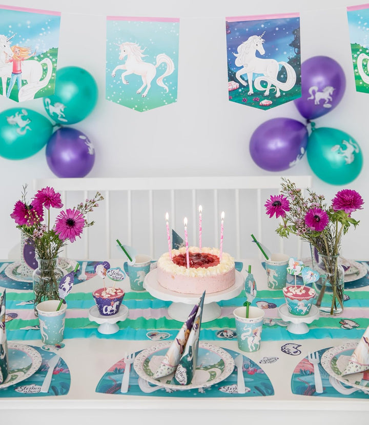 Carpeta 37-TLG Party-Set * STERNENSCHWEIF * für 8 Kinder mit Teller + Becher + Servietten + Luftball