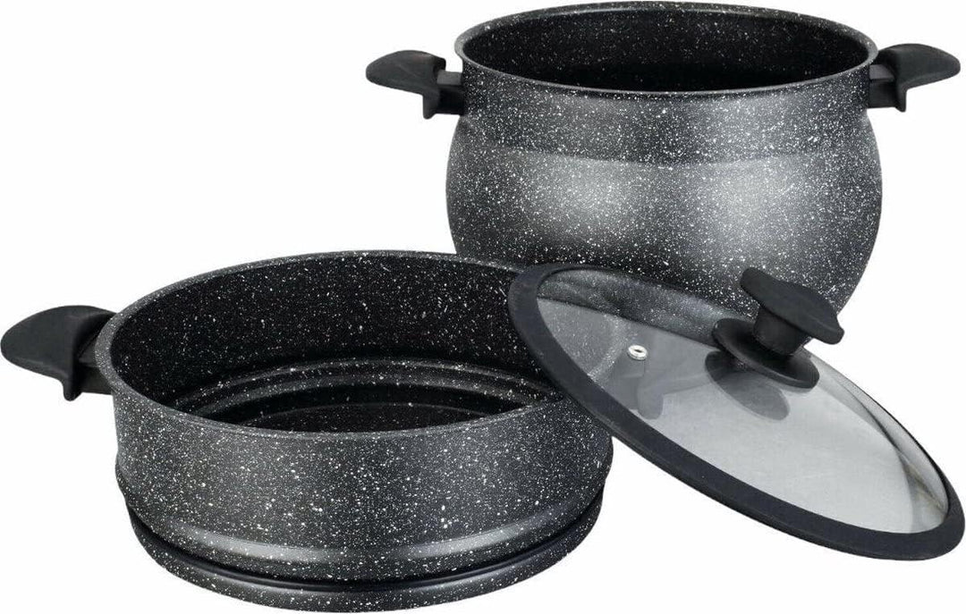 3 tlg Kuskus Topf 12L Dampfgarer COUSCOUS Ø26cm Dampfkocher Gemüse Steamer Induktion Mantykocher