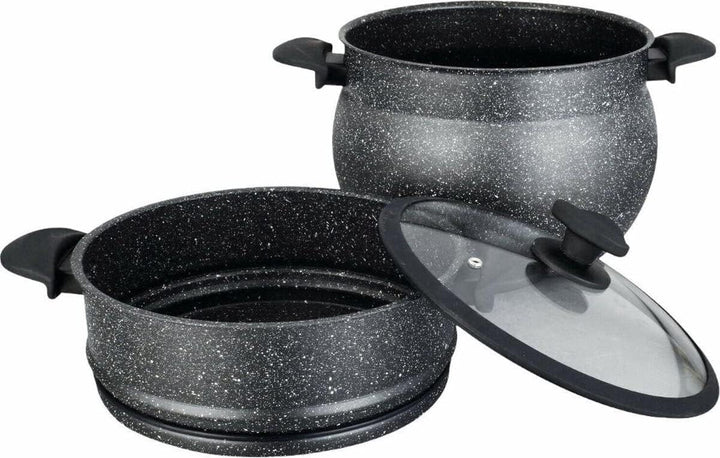 3 tlg Kuskus Topf 12L Dampfgarer COUSCOUS Ø26cm Dampfkocher Gemüse Steamer Induktion Mantykocher