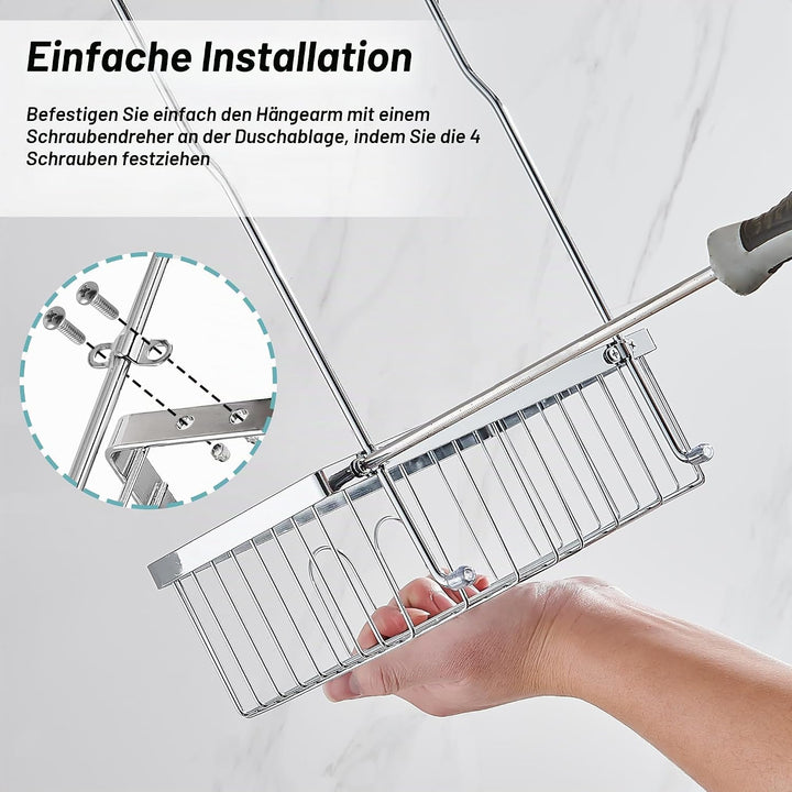 Duschablage Ohne Bohren, Duschablage Zum Hängen Shampoo Halterung für Dusche SS304 Edelstahl, Duschk