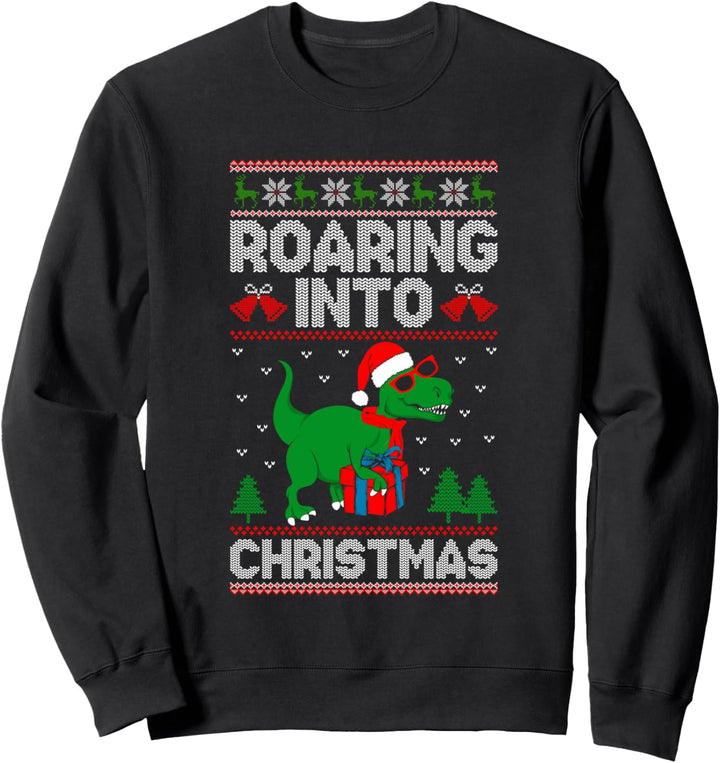 Roaring Into Christmas Dinosaurier Ugly Christmas Trex Dino Sweatshirt