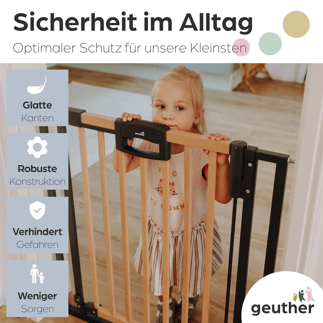 Geuther Türschutzgitter Easylock Plus | Treppenschutzgitter ohne Bohren Breite 104,5-112,5 cm | Türg