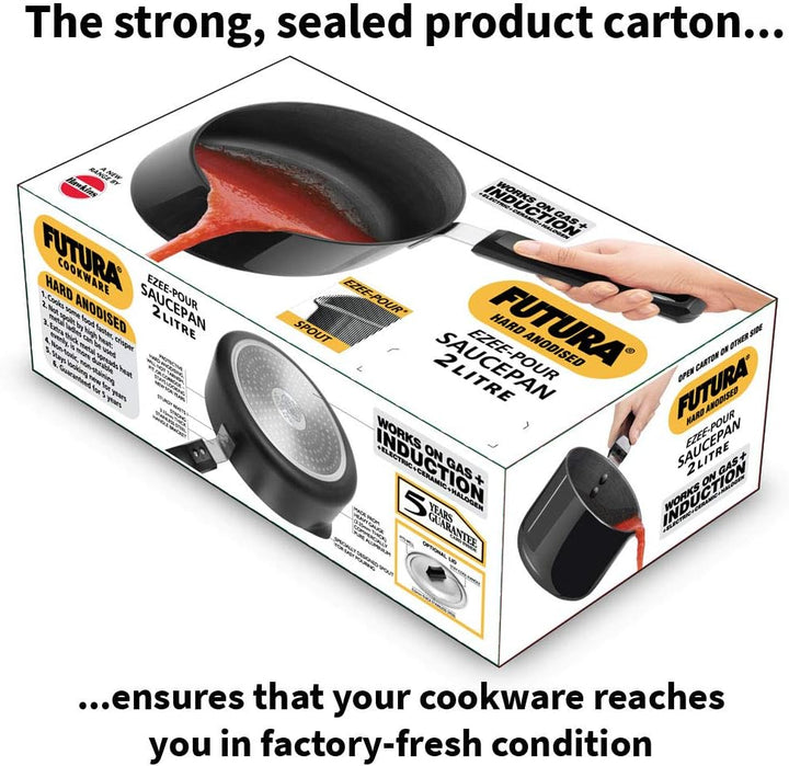 Hawkins Futura Cookware Hard Anodised Ezee Pour Saucepan 2 Litre