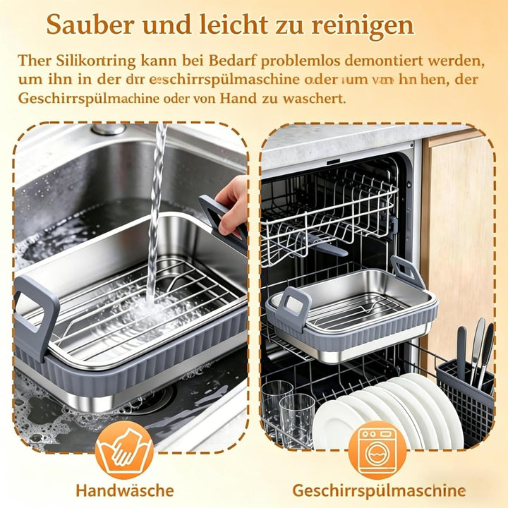 2er Set Edelstahl Backform für Heissluftfritteuse mit Grillrost und Frischhaltedeckel – Airfryer Zub