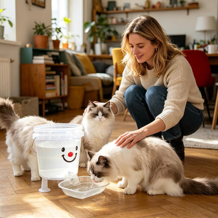 PP Pet Water Dispenser - Automatischer g-ravity auslaufsicherer Napf S/L Grössen | für Hunde Katzen
