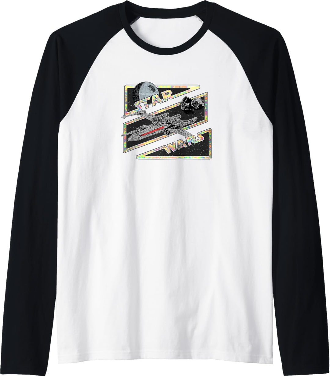 Star Wars Death Star X-Wing Tie Fighter Retro Logo Raglan