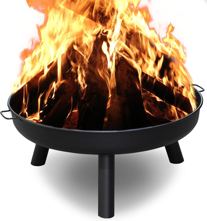 Herrselsam Feuerschale Ø 80 cm Feuerstelle für den Garten, mit 3 abnehmbaren Füssen und Griffen, Out