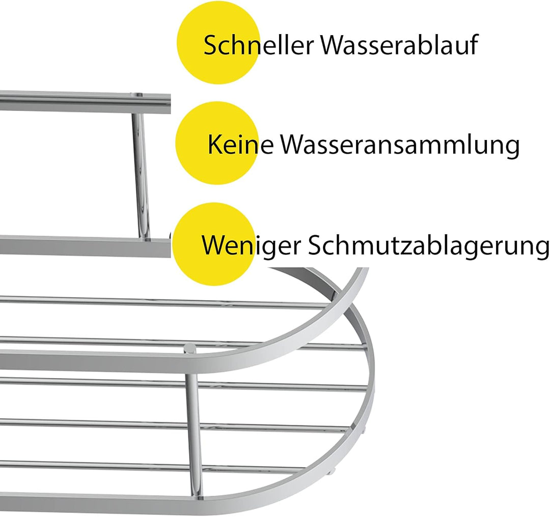 EISL BA0204 Duschblage ohne Bohren, Duschkorb zum Kleben, Duschregal mit zwei Fächern, Badregal aus
