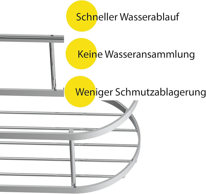 EISL BA0204 Duschblage ohne Bohren, Duschkorb zum Kleben, Duschregal mit zwei Fächern, Badregal aus