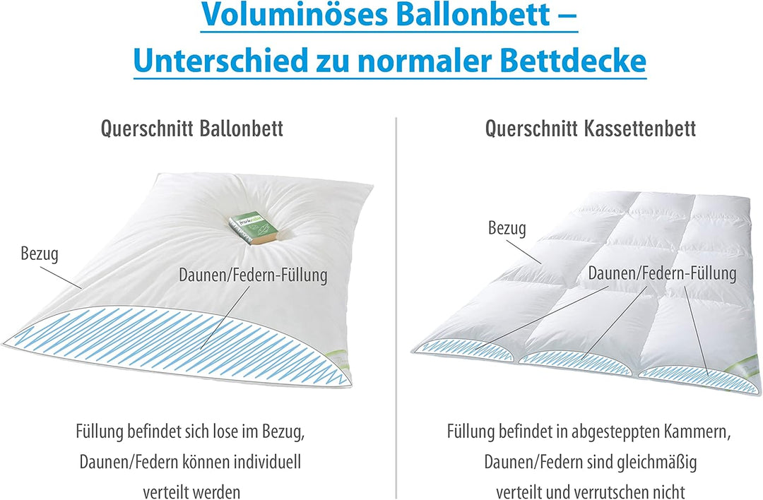 franknatur - Ballonbett 155x220 Winterdecke 30% Neue Gänsedaune 3000g - Bettdecke 155 x 220 cm, 155