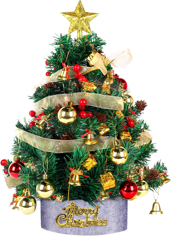 Mini Künstlicher Weihnachtsbaum 60cm,Tisch Christbaum mit Weihnachtskugel Tannenzapfen Christbaumspi