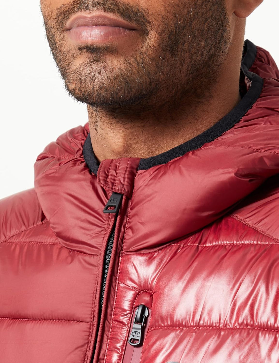 Champion Herren Legacy Outdoor-Chintzed Poly Plain Woven Hooded Gepolsterte Jacke M Rosso Scuro TRD/