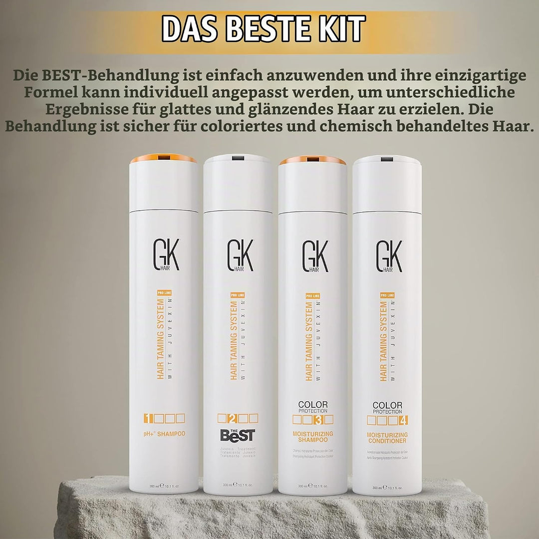 GK HAIR Global Keratin The Best Professional Hair Kit (300ml/10.1 Fl Oz) zum Glätten, Glätten von Ke