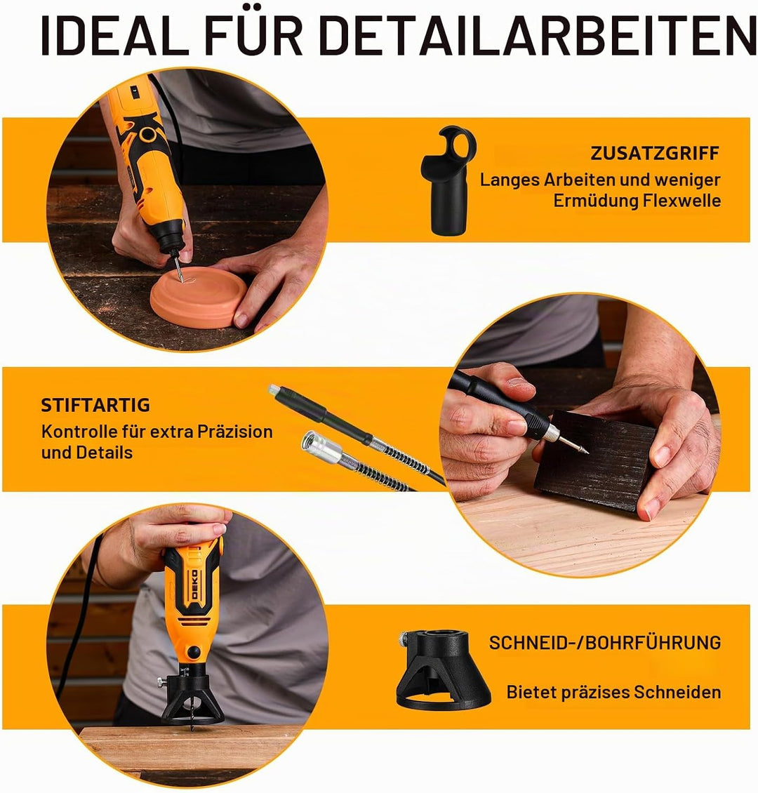 Multifunktionswerkzeug Rotationswerkzeug Gravur Gerät Mini Schleifer: DEKOPRO 170W 127 Zubehör Set V