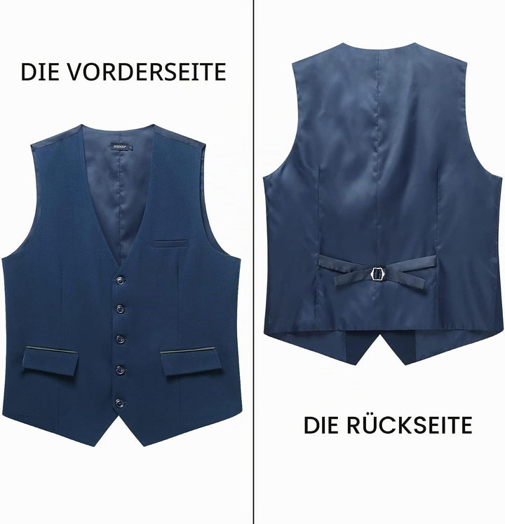 HISDERN Anzugweste für Herren Elegant Hochzeit Weste Klassische Einfarbig Casual Businessweste Forme