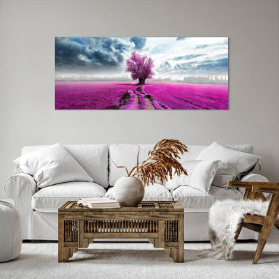 Wandbilder Dekoration Wohnzimmer Heidefeld Baum Wolken Landschaft Panorama Bilder auf Leinwand 120x5