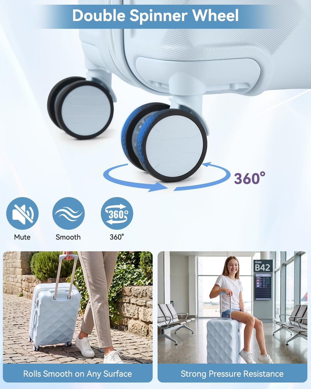 Sea choice Hardschalen Trolley Koffer Set 5tlg. Zwillingsrollen Reisekoffer Enthält 1 Reisetasche un
