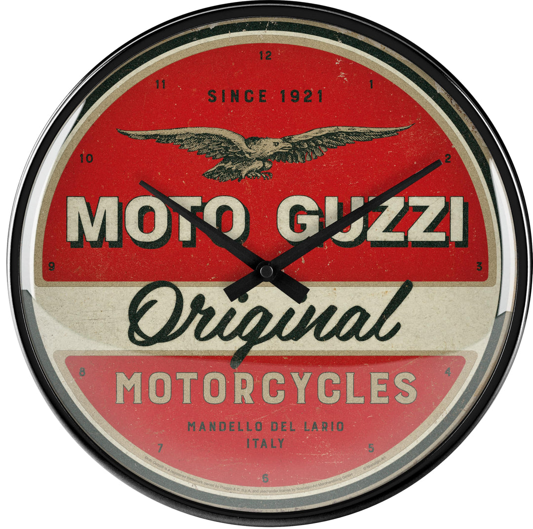 Nostalgic-Art Retro Wanduhr, Ø 31 cm, Moto Guzzi – Original Motorcycles – Geschenk-Idee für Biker, O
