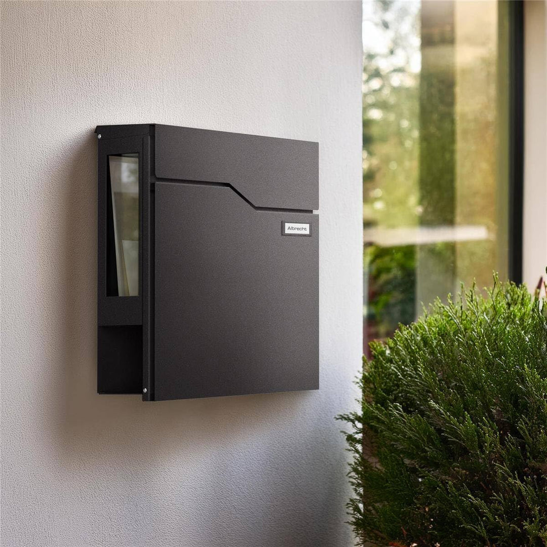 Metzler Briefkasten Eisenglimmer DB703 mit Zeitungsfach & Sichtfenster – Wandbriefkasten pulverbesch