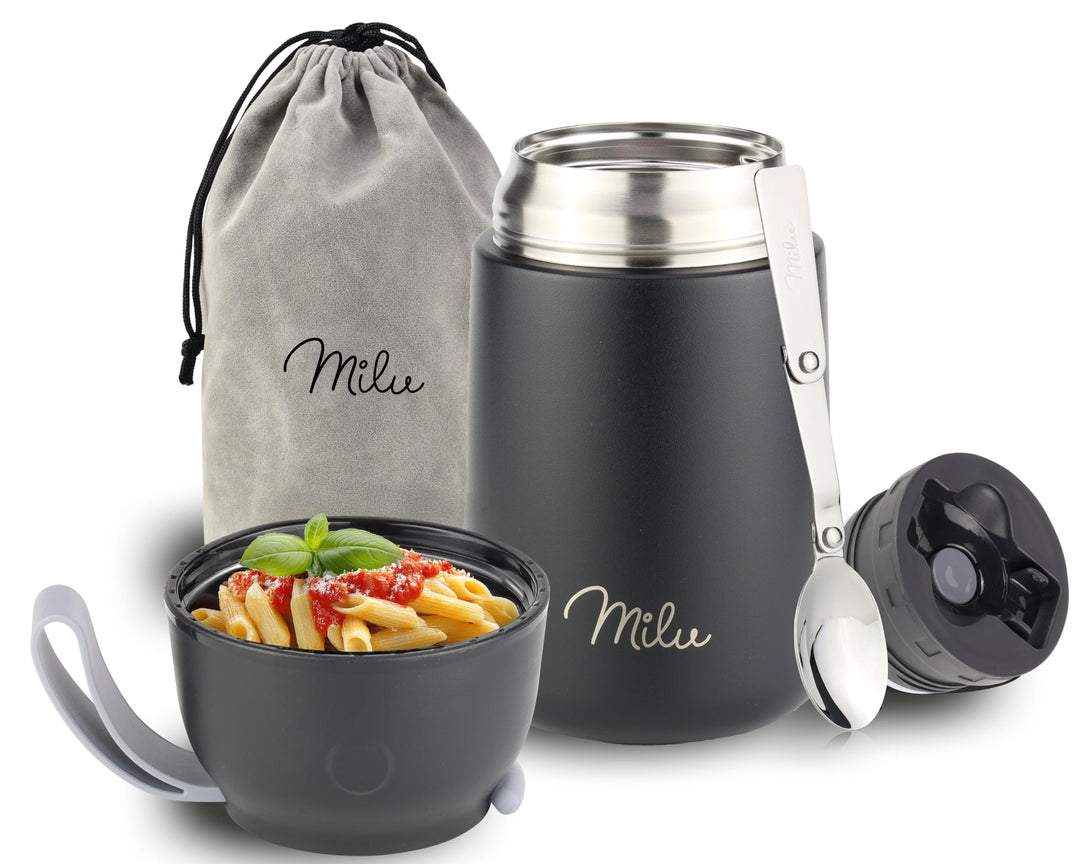 Milu® Thermobehälter 450, 650ml, 800ml | Edelstahl Warmhaltebehälter | Essensbehälter | Speisegefäss