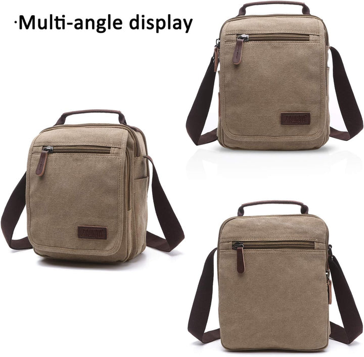 FANDARE Leinwand Umhängetasche Schultertasche Kuriertasche Canvas Messenger Bag für Herren Damen Kle