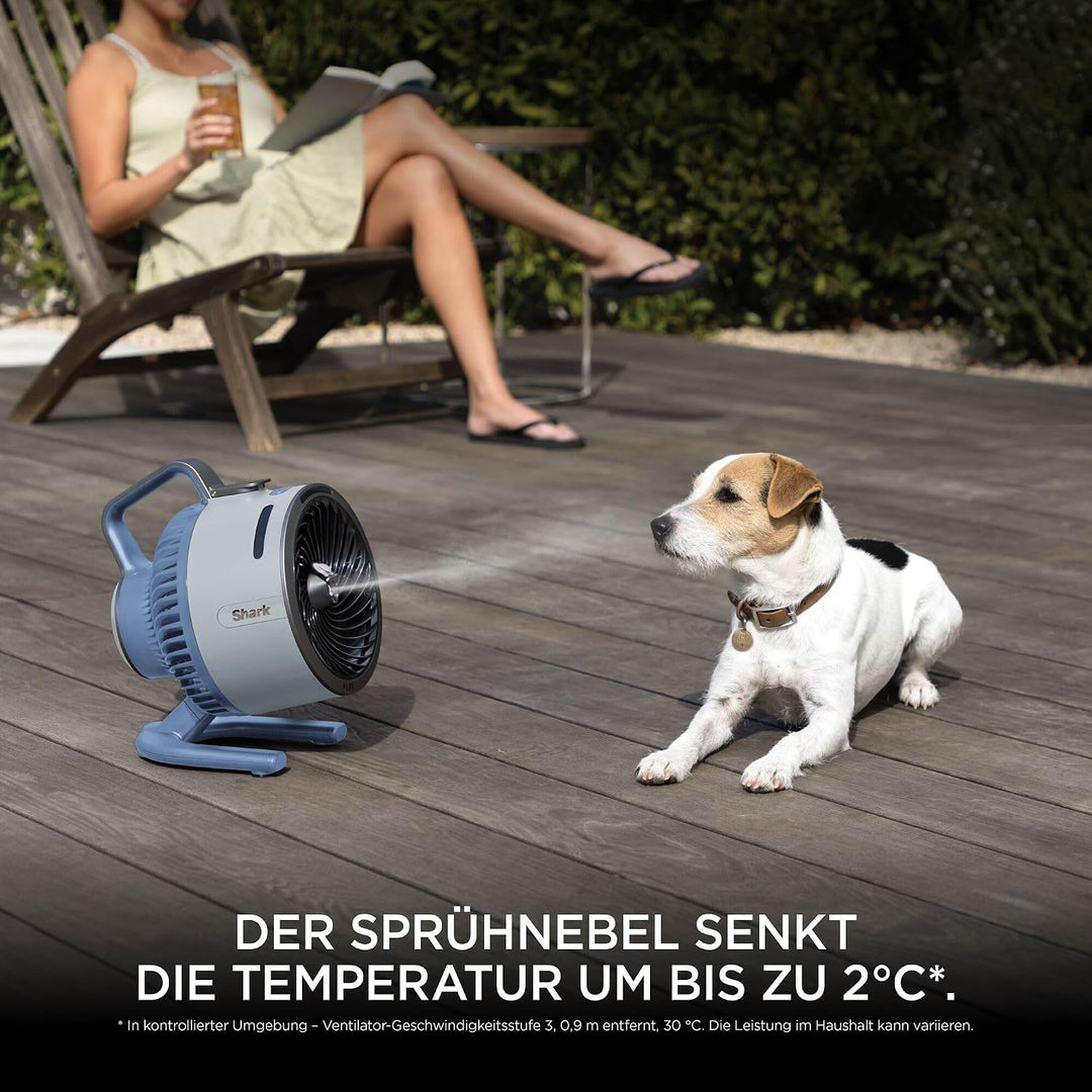 Shark FlexBreeze HydroGo Starker Ventilator mit Sprühnebel, Kühlung für drinnen & draussen, leise &