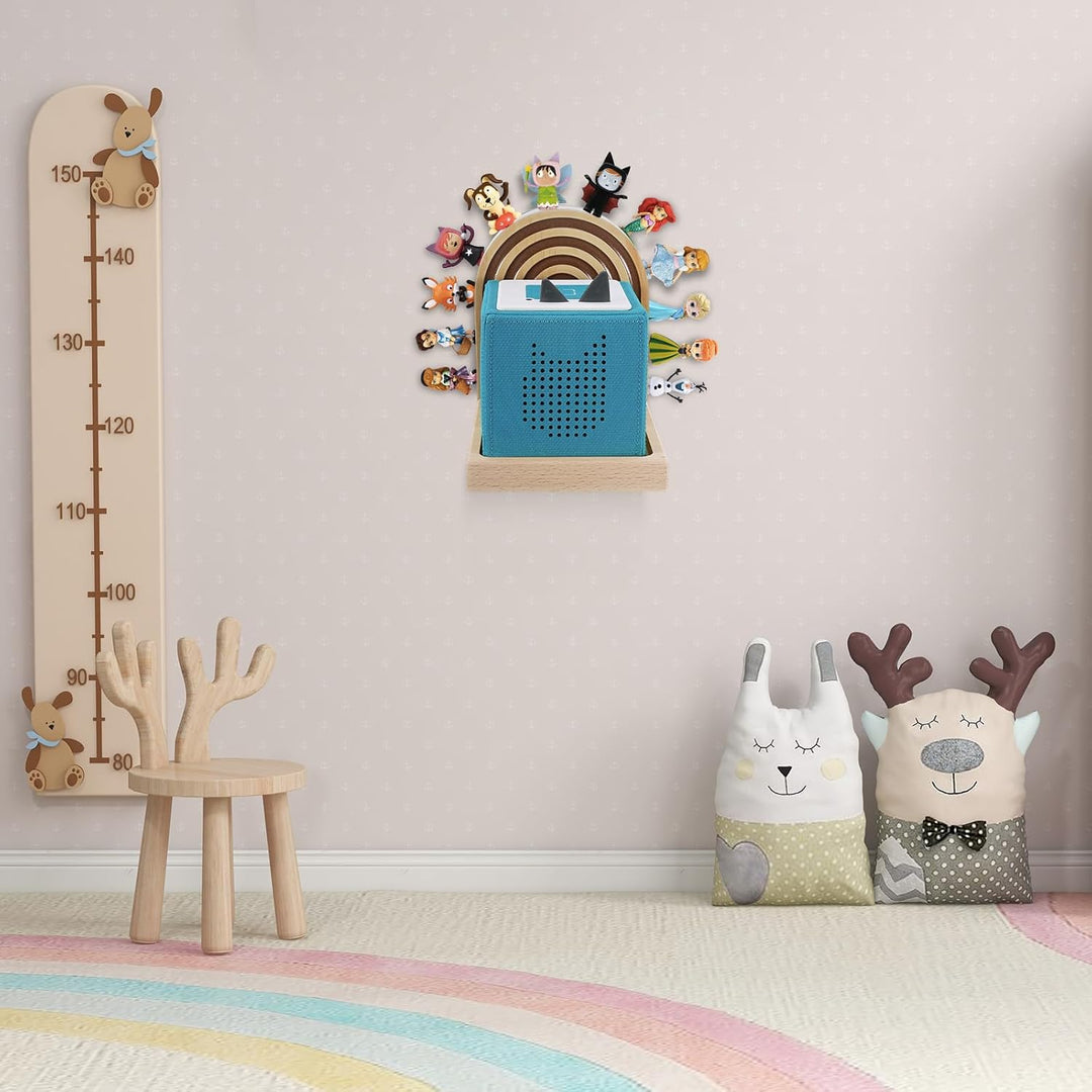 Tonie Shelf Lunette for Toniebox Starter Mounted, Magnetic Wooden Floating Shelves Compatible with T