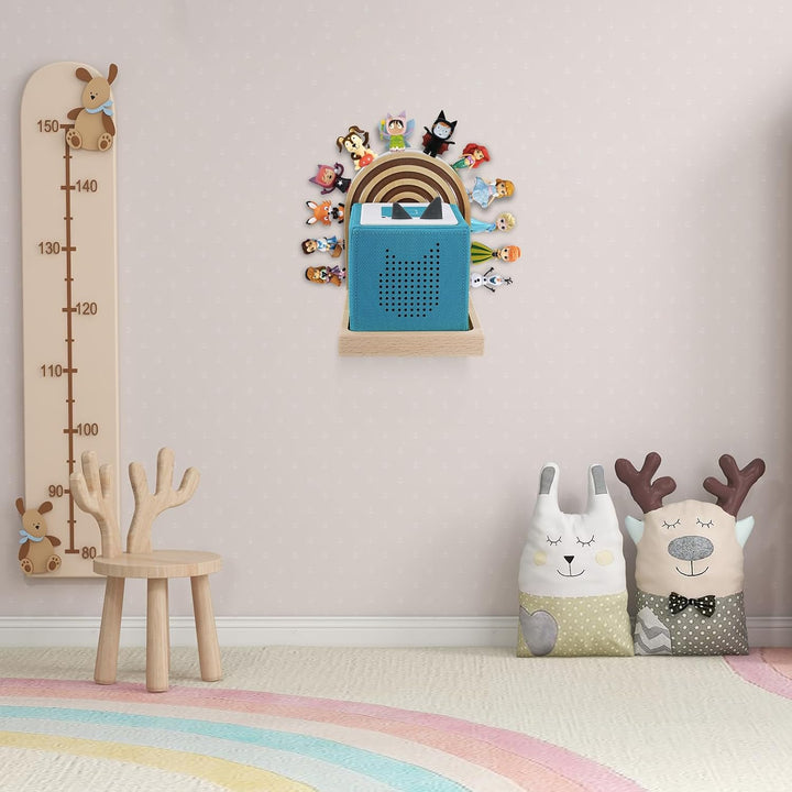 Tonie Shelf Lunette for Toniebox Starter Mounted, Magnetic Wooden Floating Shelves Compatible with T